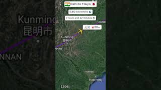 DELHI to TOKYO Air route  Real Time Flight  Flight Route Live  Plane Tracker aviation 4k [upl. by Loring372]