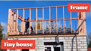 Twostorey tiny house build Second floor wall framing is complete [upl. by Naffets]