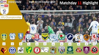 Highlights Summary Matchday 11 202425 EFL Championship [upl. by Neumann]