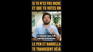 Tes pas riche et tu votes RN  Le Pen et Bardella te trahissent déjà [upl. by Anoirb]