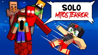 Atrapado en UN BLOQUE de MITOS DE TERROR en Minecraft 😡😭 [upl. by Frida]