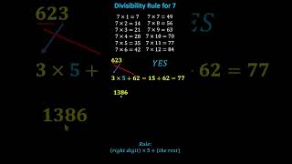 Divisibility Rule for 7 math mathinstruction [upl. by Ylim]