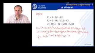 Yöneylem Araştırması 1 Hafta 5 Bölüm 1 SimpleksBüyük M Tekniği [upl. by Asilaj220]