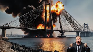 1 minute ago a Ukrainian F16 fighter jet dropped a 9 ton bomb on the Crimean bridge [upl. by Zurciram826]