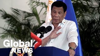 quotWe will declare warquot Philippines Duterte threatens Canada over garbage disposal dispute [upl. by Eirahcaz]