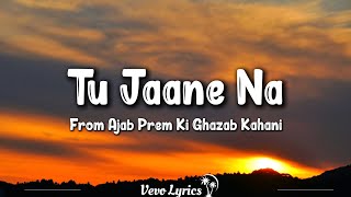 Tu Jaane Na Lyrics Ajab Prem Ki Ghazab Kahani  Ranbir K Katrina Kaif Upen Patel lyrics [upl. by Platon]