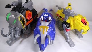 Review Imaginext Mighty Morphin Power Rangers  Mastodon Triceratops Sabertooth Tiger Zords [upl. by Quintana]