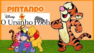 Tigrão amigo do Ursinho Pooh desenho animado infantil pintando desenhos com tinta brincadeiras kids [upl. by Bertasi]