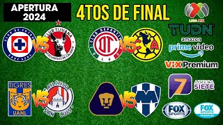 FECHAS HORARIOS Y CANALES PARA LOS CUARTOS DE FINAL DE LA LIGA APERTURA 2024 [upl. by Zinck]