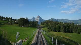 Descent from Stoos Switzerland with the Stoosbahn Funicular the steepest of its kind  4K [upl. by Akerdnuhs]