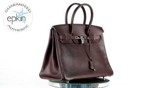 Hermes Birkin 35 cm Evergrain Leather Handbag Tote Bag Palladium Havanne Brown [upl. by Rorke]