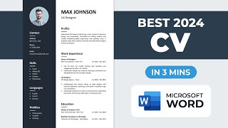 How to Make CV in Microsoft Word  Best CV Format 2024  Quick Resume [upl. by Leirol]