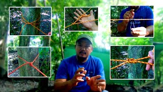 How to setup a tarp using only 5 simple camping knots  Tarp setup for beginners [upl. by Kanter9]