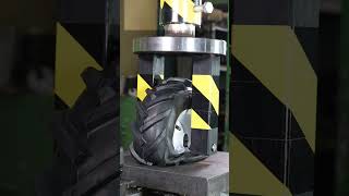 Tire Vs Hydraulic Press Will it EXPLODE 😱🧐 hydraulicpress asmr experiment satisfying [upl. by Parette]