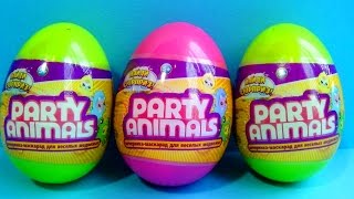 PARTY ANIMALS surpirse eggs Unboxing 3 eggs surprise PARTY ANIMALS [upl. by Notsur]