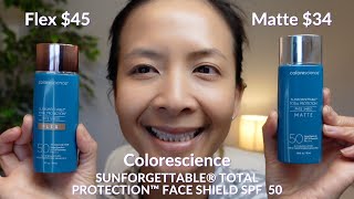 Best Tinted Mineral Sunscreens 2021 Colorescience Face Shield Flex Vs Matte SPF 50 Sunscreens [upl. by Tacklind]