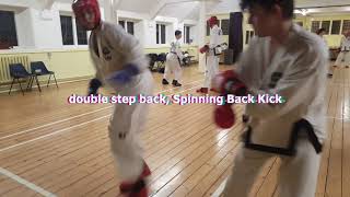 Double step back dodge Spinning Back Kick counter sparring drill [upl. by Amuwkuhc896]