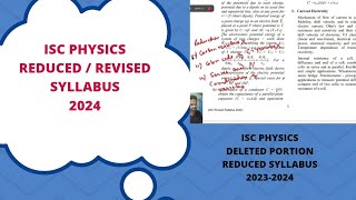 isc class 12 physics reduced syllabus isc physics deleted portionisc physics revised syllabus 2024 [upl. by Turk]