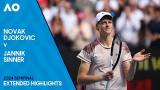 Novak Djokovic v Jannik Sinner Extended Highlights  Australian Open 2024 Semifinal [upl. by Rashidi998]