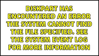 The system cannot find the file specified See the System Event Log for more information [upl. by Zelde]