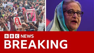 Bangladesh PM resigns and flees country as protesters storm palace  BBC News [upl. by Nasah274]