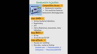 Gentamicin injection kaise use karte hai or kon si bimari me kam aati hai shortvideo post ytshort [upl. by Eislehc126]