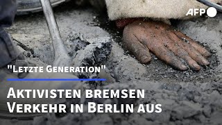 Mehr als 30 Blockaden von Klimaaktivisten in Berlin  AFP [upl. by Korie]