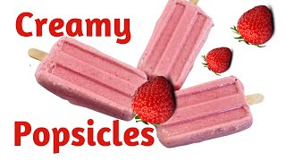 Creamy Strawberry Popsicles Recipe [upl. by Ecreip]