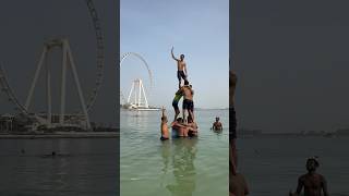 आम्ही दुबई मध्ये दिली ३ थराची सलामी 😍dubaimarinabeach viralshortvideo [upl. by Neerbas]