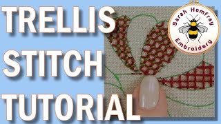 Crewel Embroidery  Trellis stitch  Hand embroidery video tutorial [upl. by Von539]