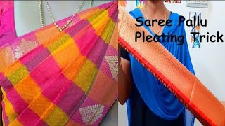 Saree Pallu Pleating Trick  Saree Pleating tricks in tamil [upl. by Enyawal]