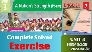 A Nations Strength  Poem  Exercise Lesson No 3  Review 1  English Class 7 [upl. by Kloman]