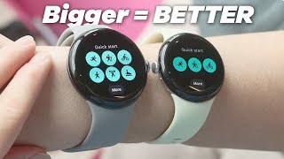 Pixel Watch 3 handson  Bigger Brighter Better 45mm vs 41 [upl. by Huan176]