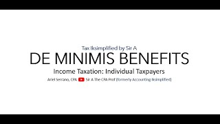 De Minimis Benefits [upl. by Oakes]