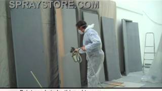 Spraystore demonstration of HVLP spraying doors [upl. by Akkeber]