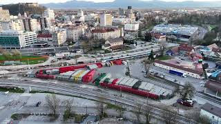 Ljubljana Railway Station  Slovenia  Trainspotting and Aerial View [upl. by Ahsital418]