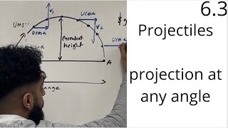 Edexcel A Level Maths 63 Projectiles projection at any angle [upl. by Egiaf]