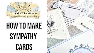 Ultimate GUIDE to make SYMPATHY cards 9 CARD IDEAS  FREE SENTIMENTS to print cardmaking [upl. by Heilner]