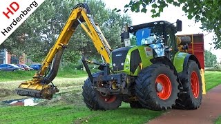 Claas Axion 810 ditch mowing with Herder Grenadier  Sloot maaien  Lagerweij  Veenendaal  NL [upl. by Erdnua]