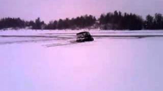 Argo breaks through ice then gets back up Ice fishing in Ontario [upl. by Anaejer148]