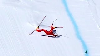 High Speed Ski Crash in 4K  Simon Billy Vars 2017 from the 245kmh start [upl. by Haswell]