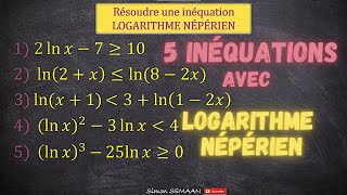 Résoudre une Inéquation contenant des logarithmes népériens  Exercices Corrigés  BAC Terminale [upl. by Nylednarb903]