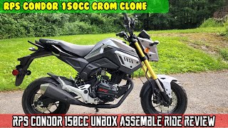 BRAND NEW RPS Condor 150cc Grom Clone complete unbox build ride review top speed and 050 time [upl. by Inaliak632]