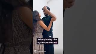 Tried Pinning him against the Wall 🤭 ytshorts funnyvideo husband wife couplechallenge [upl. by Eimoan]