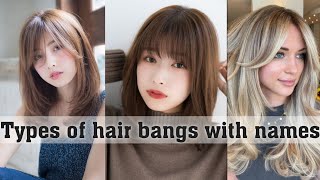 Types of hair bangs with nameshair bangsTHE TRENDY GIRL [upl. by Nakhsa871]