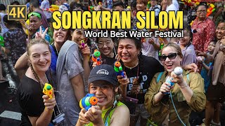 Bangkok Songkran 2024 in Silom road  Maha Songkran world water festival [upl. by Romalda]