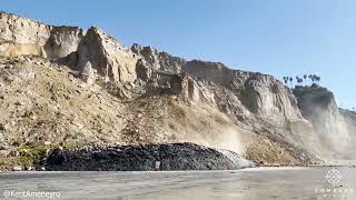 Massive Cliff Collapse on to San Diego Beach [upl. by Initsed]