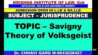 JURISPRUDENCE1 SAVIGNY THEORY OF VOLKSGEIST [upl. by Ahtan]