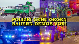 POLIZEI GEHT GEGEN BAUERNPROTESTE VOR  LANDWIRTE BLOCKIEREN AUTOBAHN  RÄUMGERÄT  BLOCKADE [upl. by Vardon412]