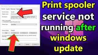 How To Fix Print spooler service not running after windows 10 or 11 update [upl. by Beverlie]